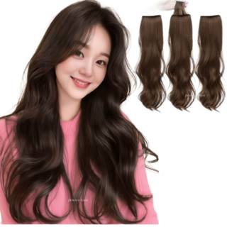 지니판 감쪽같은 자연스러운 긴머리 S컬 루즈펌 웨이브 3피스 붙임머리, 1개, 라이트브라운