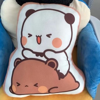 一二布布抱枕 一二布布枕頭 小熊貓一二布布靠枕 可愛卡通午睡枕頭 軟包雙面超萌異形抱枕 情侶禮物抱枕 -, 一二喝奶,30釐米 雙面印花