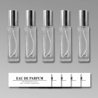 포포라운지 향수 공병 스프레이 유리 용기 JM사각 케이스, 5개, 실버 20ml