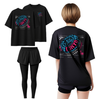 TST 여름 워터파크 물놀이 수영복 상하 세트 여성 오버핏 반팔 래쉬가드+3부 보드숏 워터 레깅스, M, 도쿄804+3부9부