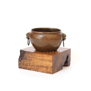 汶采 小號獸面環耳缸 銅製香爐
