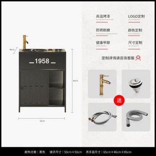 【Shark家具】工業風立柱洗手盆櫃 復古創意集裝箱洗手台, 啞光黑洗手盆(送水龍頭）, 1個