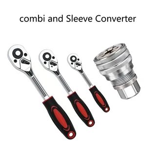 3피스 래칫 세트 1/4 3/8 1/2 드라이브 래칫 핸들 톱니 72개 퀵 릴리스 양면 드라이브 소켓 렌치, 08 I