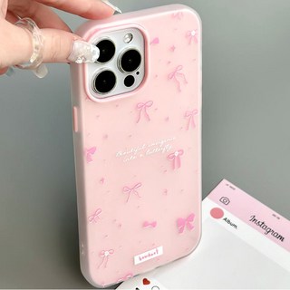 영스피플 핑크 리본 레터링 아이폰 케이스 TPU 귀여운 발레코어 12 13 14 15 16 플러스 프로맥스