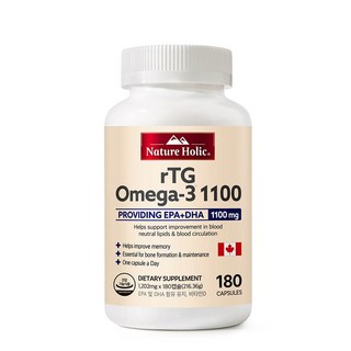 네이처홀릭 캐나다 rTG 오메가3 1100 1병 180캡슐 6개월분, 180정, 1개