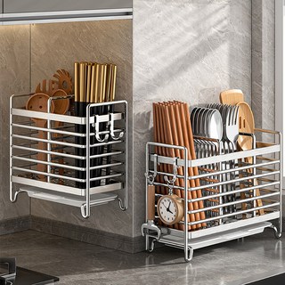 Shipshape 주방 물빠짐 스테인레 수저통 3구 수저정리함 수저꽂이, 1개, 스테인리스색