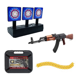 토이즈데이 알로이 메탈 모델 건 + 스마트 타켓 6mm 안전한 소프트탄 발사 소총 권총 장난감 총, AK47