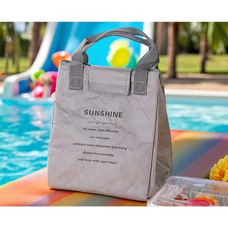 미렐 도시락가방 빈티지 방수 보냉보온, 그레이, 1개