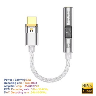DAC USB C 3.5mm 잭 오디오 Aux 어댑터 헤드폰 앰프 HiFi 이어폰 변환기 iPhone 16 15 iPad Samsung S24U S23U, [01] Silver
