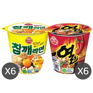 오뚜기 참깨라면컵6개+열라면 6개, 1개