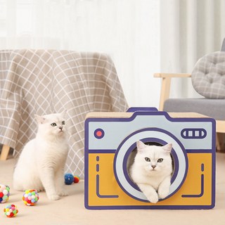 Texture. 고양이 카메라 스크래쳐 보드 골판지 하우스 숨숨집, 02, 1개