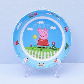 小豬佩奇兒童餐具套裝，卡通粉紅豬分格碗盤，寶寶輔食碗，家用可愛餐具, 5寸藍小豬圓盤, 1個