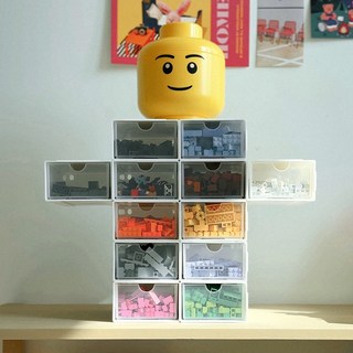 생활탐구 멀티큐브박스 소품 레고 수납 정리함 탕비실 커피 약 보관함 서랍형 장난감 정리 수납함, 1개, 화이트