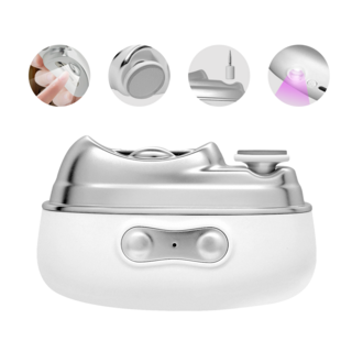 4in1 무선 멀티 자동 손톱깎이 충전식 전동 손톱깎이 화이트, 1개, white/silver