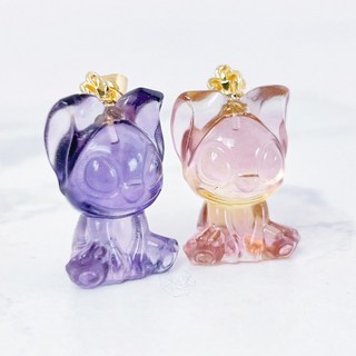 螢石 雕刻 史迪奇 項鍊墜飾 可愛造型 2.8cm 隨機出貨