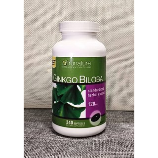 Trunature 銀杏葉 Ginkgo Biloba 120毫克 340粒 軟膠囊, 1個, 340顆