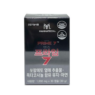 매나테크 맨즈프라임7 30캡슐 쏘팔메토 +휴대용 물티슈 증정, 1개, 30정