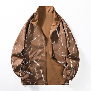 男士潮流字母印花雙面穿風衣外套 - 寬鬆立領運動休閒夾克 (2026新款)