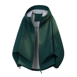 撞色連帽沖鋒衣夾克 (S-4XL) 春季戶外徒步登山情侶款