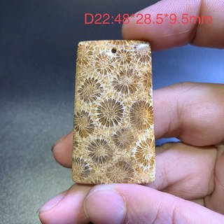 珊瑚玉菊花石吊墜 D22 全透光 尺寸：48*28.5*9.5mm