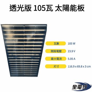 全電行 2025 最新透光版 105瓦 太陽能板 105W 全新