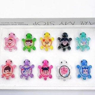 夜光烏龜公仔擺件【臺灣寄出】樹脂小烏龜 DIY材料 交換禮物 烏龜對對碰, 哪吒系列爆閃烏龜-5只