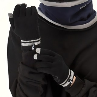 FILA 斐樂 男款合身針織觸控手套組, 黑色, 1個