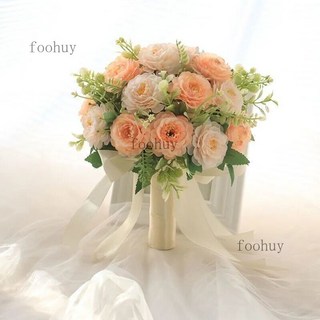 台灣出貨 熱賣 新娘捧花 森系韓系手捧花 婚禮拍攝道具 拍照仿真花束 影樓婚紗攝影旅拍 婚禮捧花 仿真捧花, 白+香檳芙蓉梅, 1個