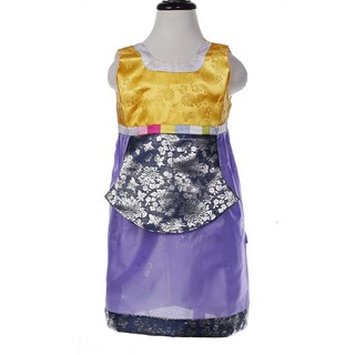봉봉러브 색동앞치마 유아앞치마 어린이집앞치마 명절앞치마, 노랑+보라색