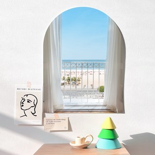 인테리어 그림 아치 포스터 창문 그림 풍경 액자, 09.해변 발코니(1)