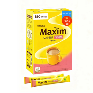 [LUCAS마켓] 맥심 모카골드 라이트 커피믹스 180T 저칼로리 대용량 직장인 홈카페 믹스커피, 12g, 180개입, 1개