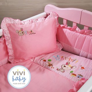 ViVibaby MIT製 公主兔五件組嬰兒床寢具(粉) 母嬰用品, 粉