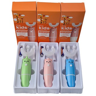 Focus Kids 兒童U型電動牙刷 3歲以上適用 電池款-綠 2個軟毛頭, 電池款-綠(2個軟毛頭), 1個