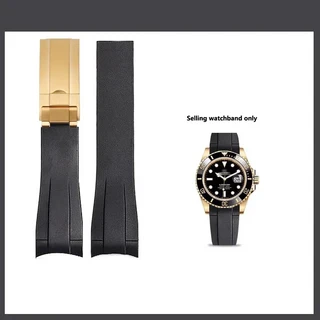 롤렉스 서브마리너 데이토나 GMT 요트마스터용 실리콘 고무 스트랩 20mm 블루 방수 스포츠 시계줄, 04 Black-gold, 01 20mm