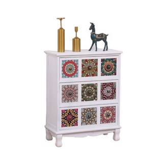 원목고가구 금박나비장 나비장 틈새수납 엔틱 빈티지, 복고풍 화이트 9각형