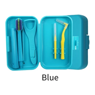 1세트 휴대용 여행 치아 청소 구강 관리 상자, 04 Blue