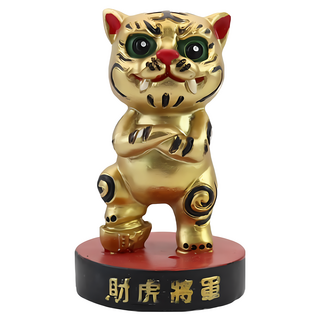 四代財虎將軍公仔 黑虎將軍 黑虎爺模型 虎爺公仔 招財擺飾, 1個