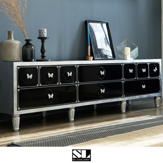 원목나비장 고가구 블랙실버 TV대 TV장 드레스장 거실장 티비장 티비대 엔틱 은박수제공예 보조장, B.TV대단품