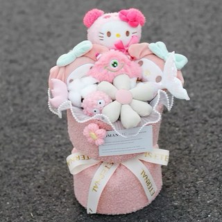 超暖心台灣現貨IG網美同款波波球花束 草莓熊熊抱哥 生日禮物送男女朋友情人節交換禮物教師節禮物畢業禮物, 高質感Kt +禮物袋, 1個