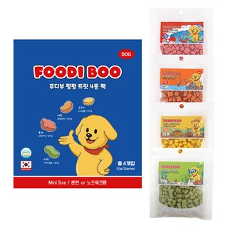 푸디부 강아지 간식 저칼로리 저알러지 노즈워크 트릿 4종팩, 4개, 30g, 혼합맛(꽃게,새우,미역,고구마)
