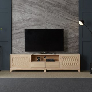 바르숲 시그니쳐 거실장 2000 편백나무 원목 선반 티비다이 서랍장 수납장 티비장 거실 인테리어, 베이지