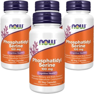NOW Foods 磷脂絲胺酸100mg素食膠囊, 60顆, 4罐