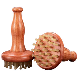 【隔日達】29齒黃銅經絡刷 全身按摩刷 刮膽經按摩梳 手柄式長柄按摩刷 全身通用手動按摩, 【手柄款】 經絡刷牛筋梳, 1個