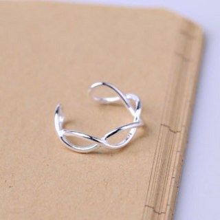 925純銀戒指【波浪交錯】韓系戒指，可調節交叉無限戒指，質感單身戒指