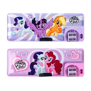 小馬寶莉立體筆盒 卡通大容量多功能鉛筆盒 小學生開學文具用品, 1個, YZ3520 閃閃雙層筆盒(圖案隨機)