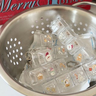 언피넛 크리스마스 크리스탈 키캡 키링, 1개, 투명-1자모양