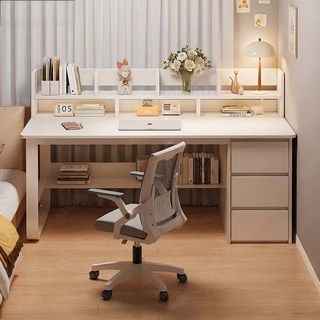 북유럽 학생 앞 책상 튼튼한 수납 책상 세트 다용도 책장 콤보 컴퓨터 책상 책상 책장 일체형, 흰색