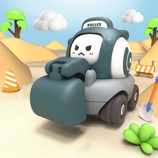 ROLLER 變臉口哨工程車 慣性滑行玩具車 兒童益智耐摔挖土機推土機壓路機堆高機, 1個, 綠色挖土機