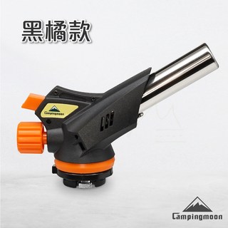 柯曼 電子式點火卡式噴槍 可倒噴 點火槍 噴火槍 露營 戶外 野炊 生火 1300度 高功率 大火力, 1個, 黑橘款