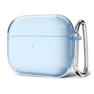 Svanove 에어팟 3 케이스 투명 하드 플라스틱 투명하고 심플하고 귀여운 에어팟 3세대 케이스 키체인 포함 여성스러운 Y2k 미적 트렌디 에어팟 커버 액세서리 여성, Airpods 4, 라이트 블루
